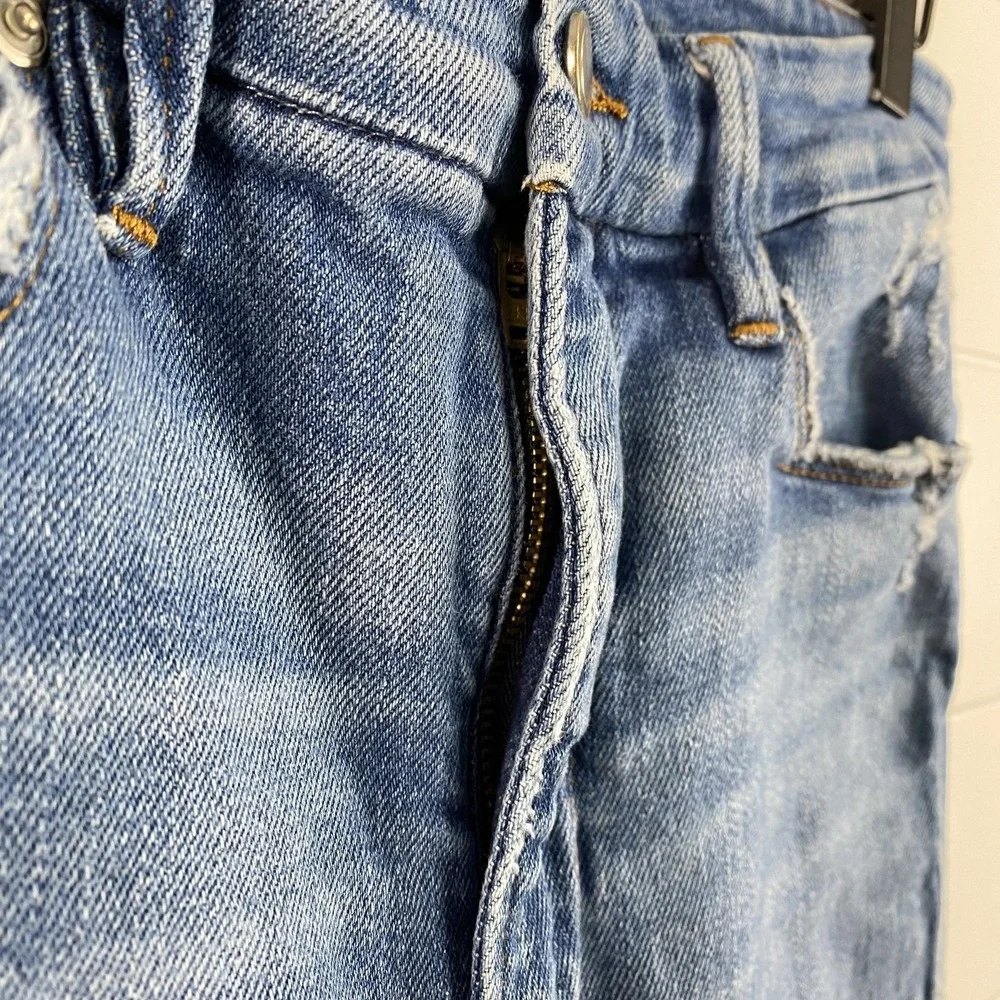 Good American Jeans Womens 4 27 Good Curve Straight Distressed Raw Hem Denim - Picture 3 of 16